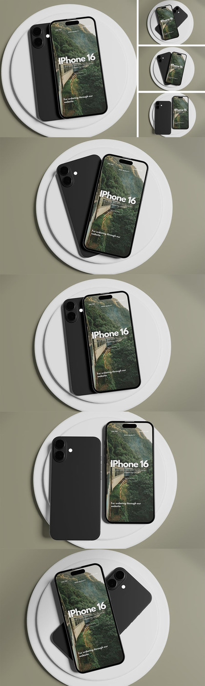 iPhone 16 手机样机 (PSD,PDF)
