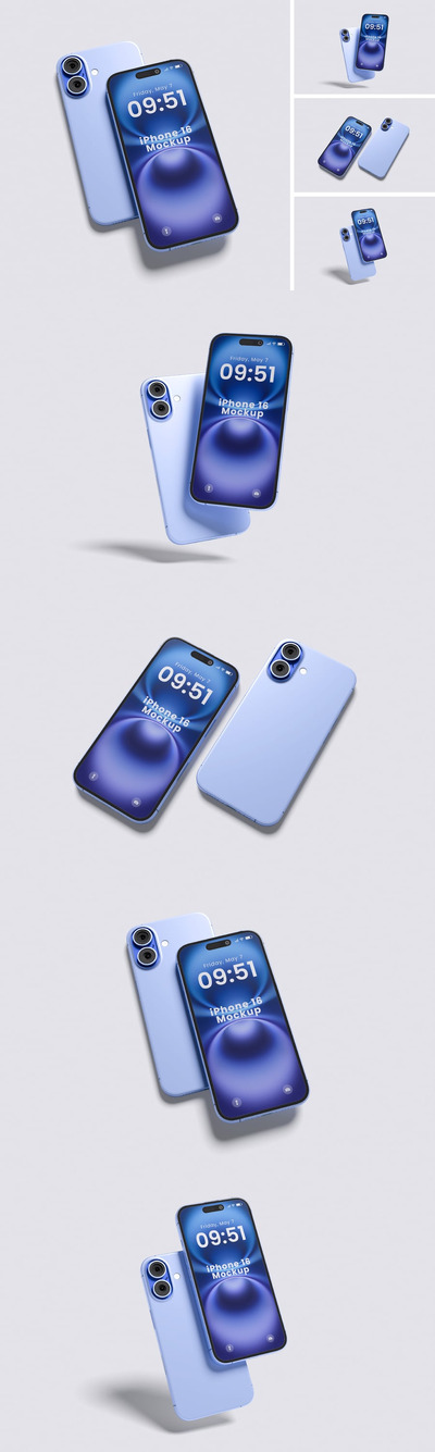 iPhone 16 手机样机 (PSD,PDF)