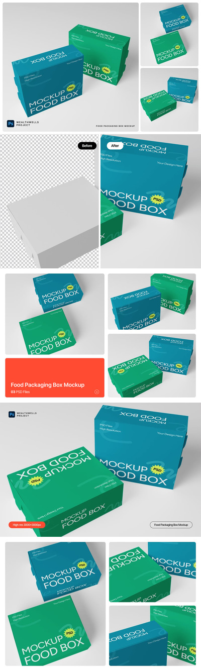 食品包装盒样机 (PSD)
