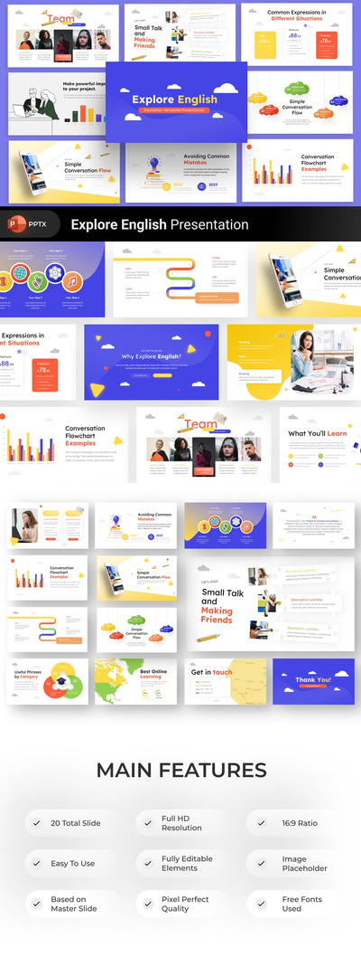 探索英语教育PPT模板 (PPTX)