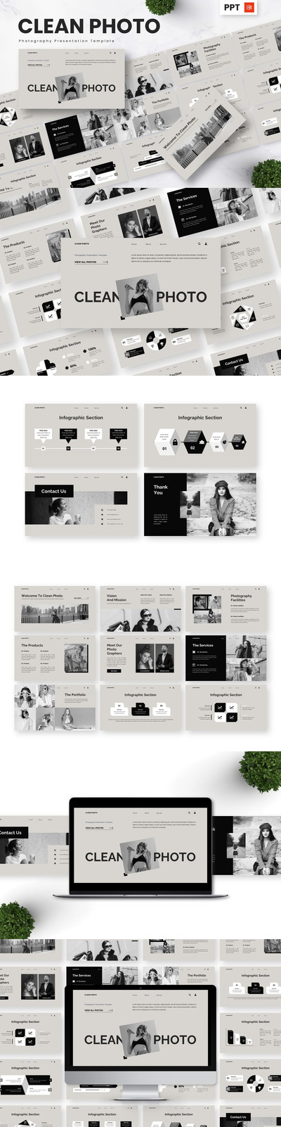 干净的照片 - 摄影PPT模板 (PPTX)
