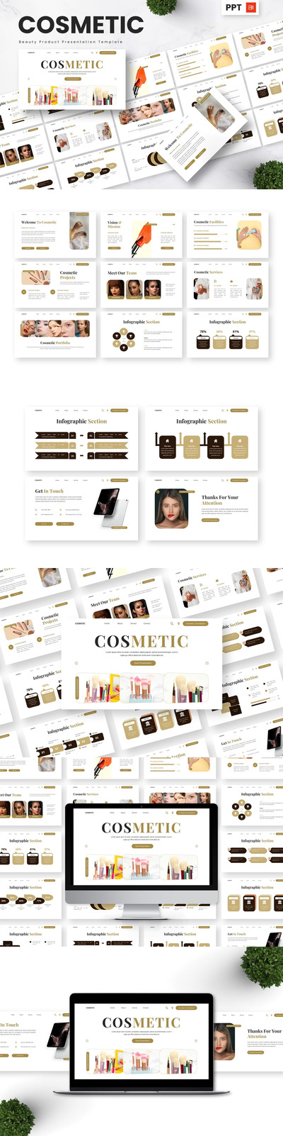 化妆品 - 美容产品PPT模板 (PPTX)