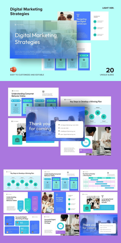 数字营销策略PPT模板 (PPTX)