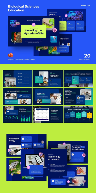 生物科学教育黑暗版- PPT模板 (PPTX)