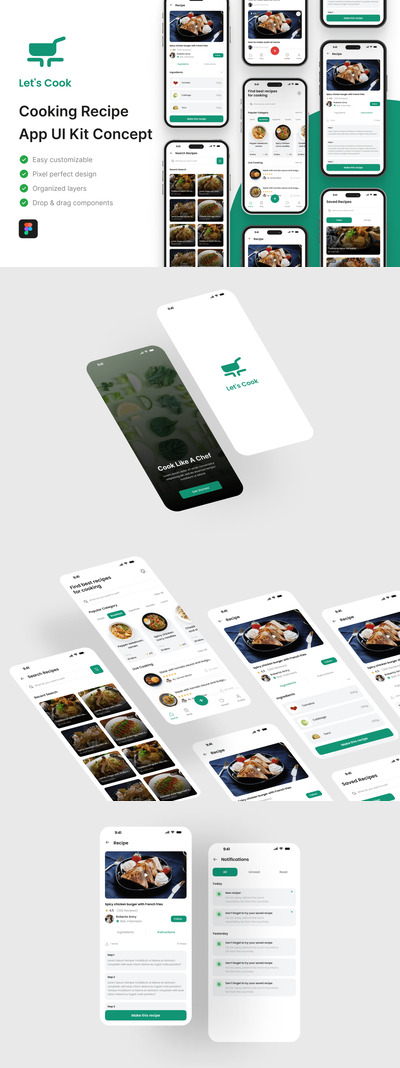 烹饪食谱应用APP UI KIT (FIG)