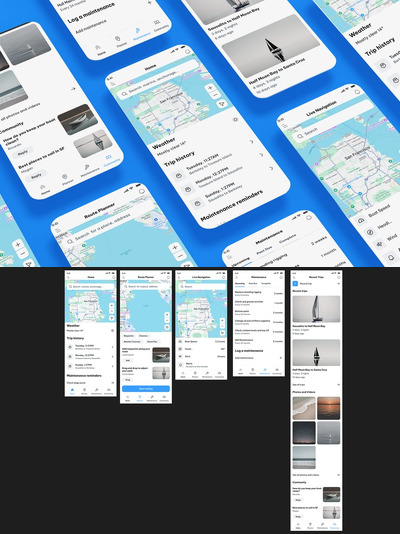 帆船和航海游艇导航应用APP UI KIT (fig,PSD,Sketch,XD,SVG)