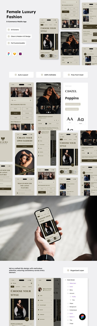 时尚电子商务移动应用APP UI KIT (FIG,SKETCH,XD)