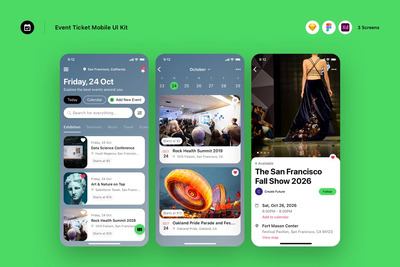 活动门票移动 APP UI KIT (SKETCH,FIG,XD)