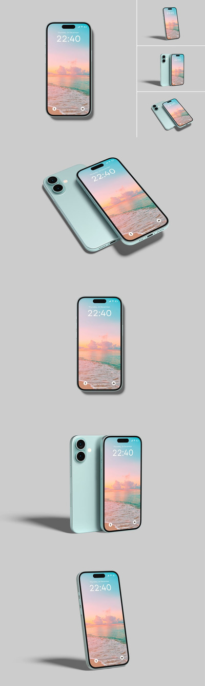 iPhone 16 手机样机 (PSD,PDF)