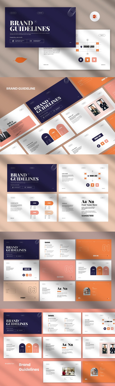 品牌指南演示模板PPT模板 (PPTX)
