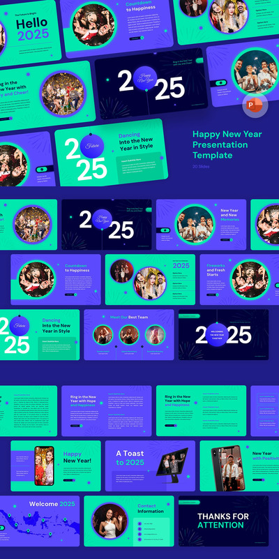 新年快乐年会总结 PPT模板 (PPT,PPTX)