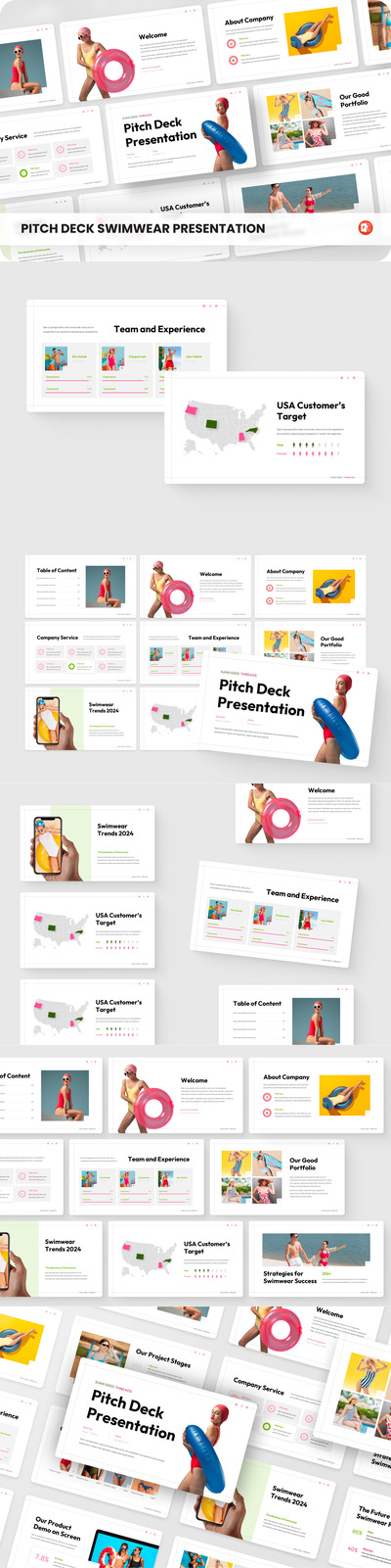 Pitch Deck 泳装 PPT模板 (PPTX)