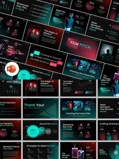 现代渐变电影节PPT模板 (PPTX)