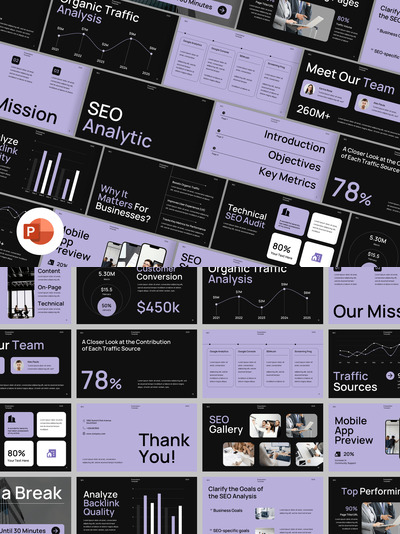 SEO搜索引擎优化分析PPT模板 (PPTX)