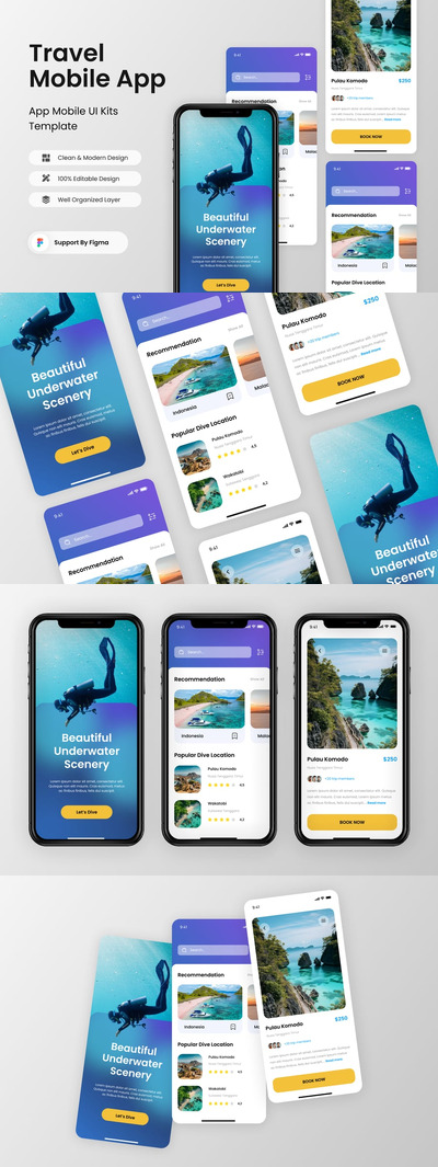 旅行移动应用APP UI KIT (FIG)