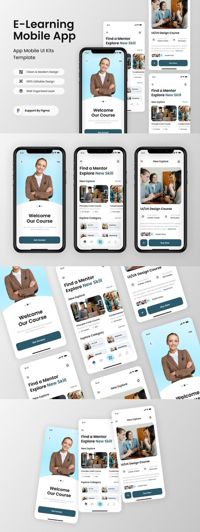 在线学习移动应用APP UI KIT (FIG)