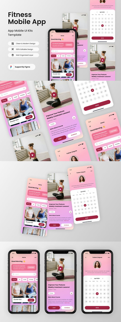 健身移动应用APP UI KIT (FIG)