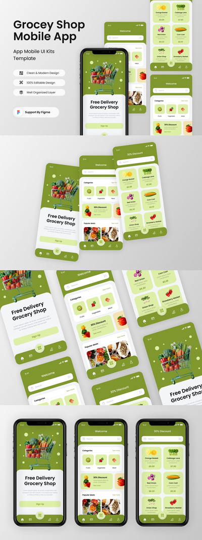 生鲜杂货店移动应用APP UI KIT (FIG)