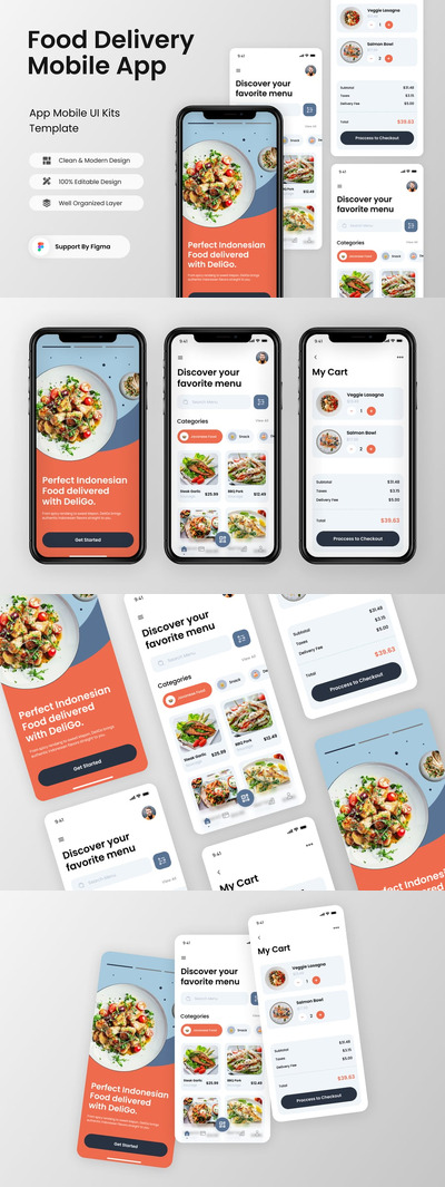 食品配送移动应用APP UI KIT (FIG)
