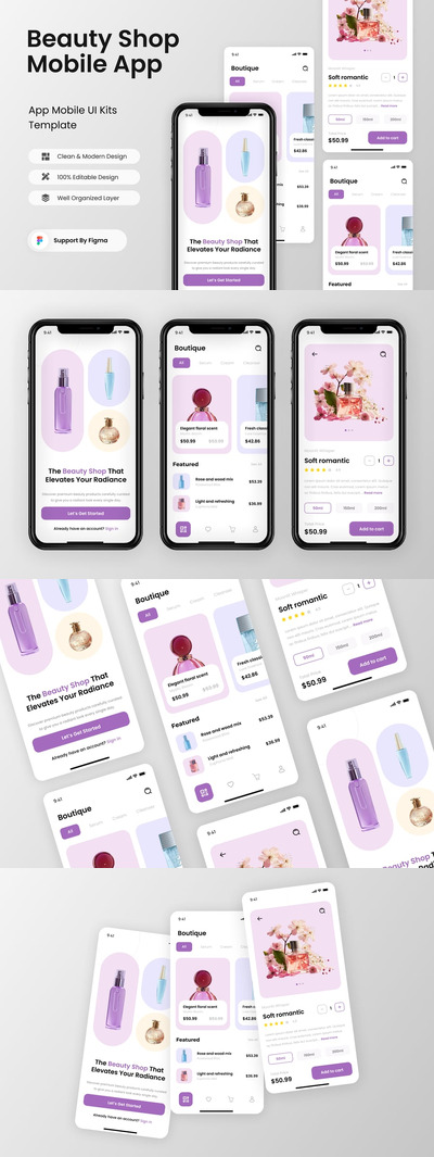 美容店移动应用APP UI KIT (FIG)