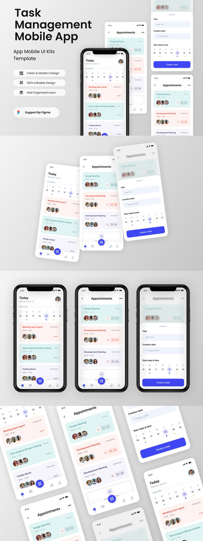 任务管理移动应用APP UI KIT (FIG)