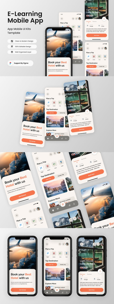 旅行预订移动应用APP UI KIT (FIG)