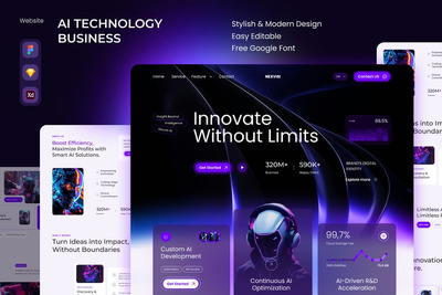 AI科技商业网站模板 (FIG,SKETCH,XD)