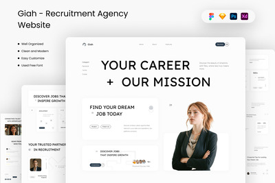 招聘机构网站模板 (FIG,PSD,SKETCH,XD)