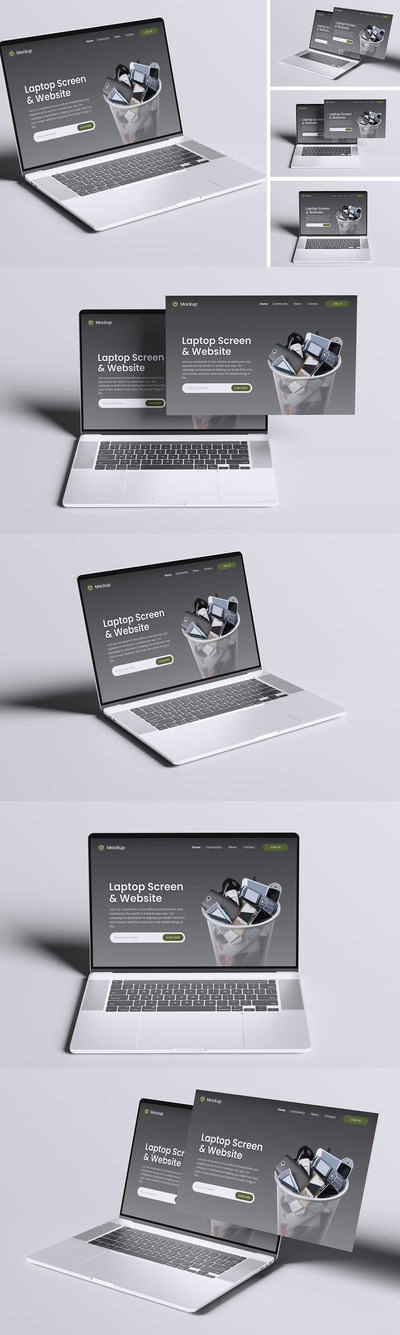 笔记本电脑屏幕样机 (PSD,PDF)