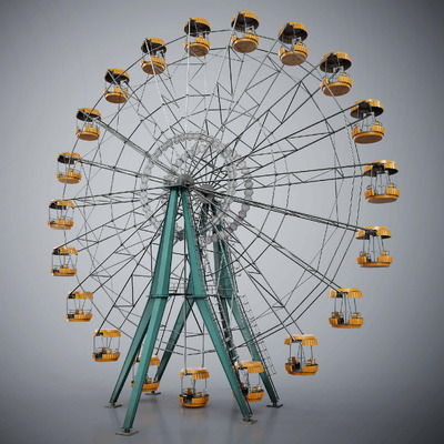摩天轮Low Poly 3D模型（OBJ,FBX）