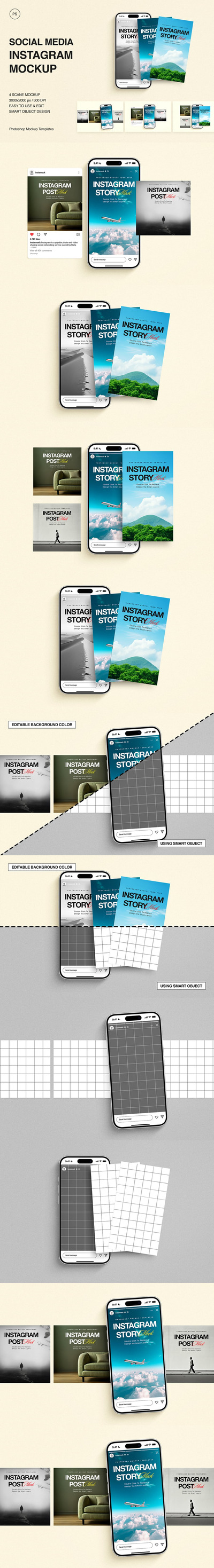 社交媒体 Instagram 样机 (PSD)