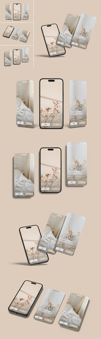 Instagram 故事样机 (PSD,PDF)