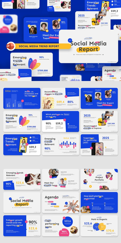 社交媒体趋势报告PPT模板 (PPTX)
