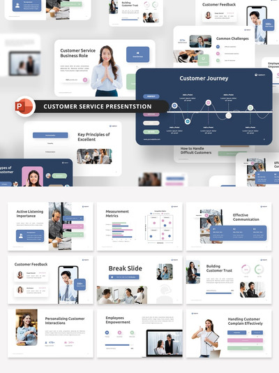 客户服务PPT模板 (PPTX)