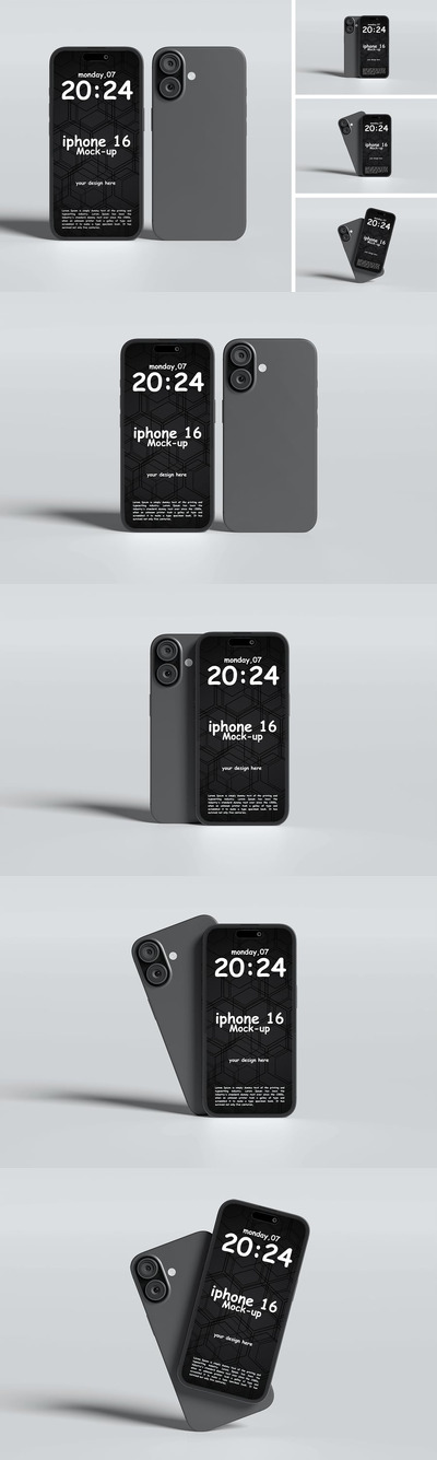 iPhone 16 手机样机 (PSD,PDF)
