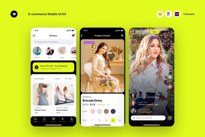 电子商务移动 APP UI KIT (SKETCH,FIG,XD)