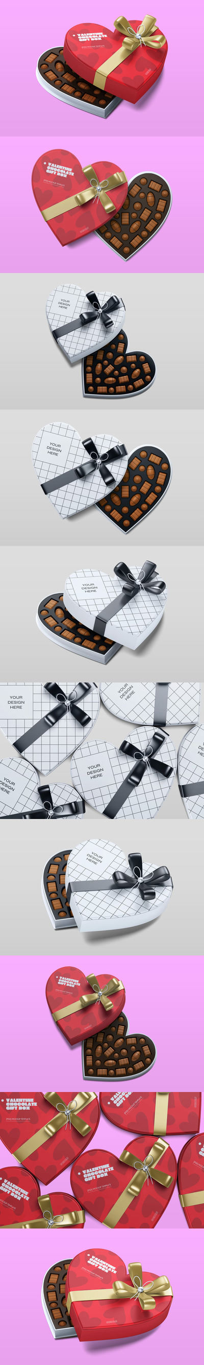 情人节巧克力礼品盒样机 (PSD)
