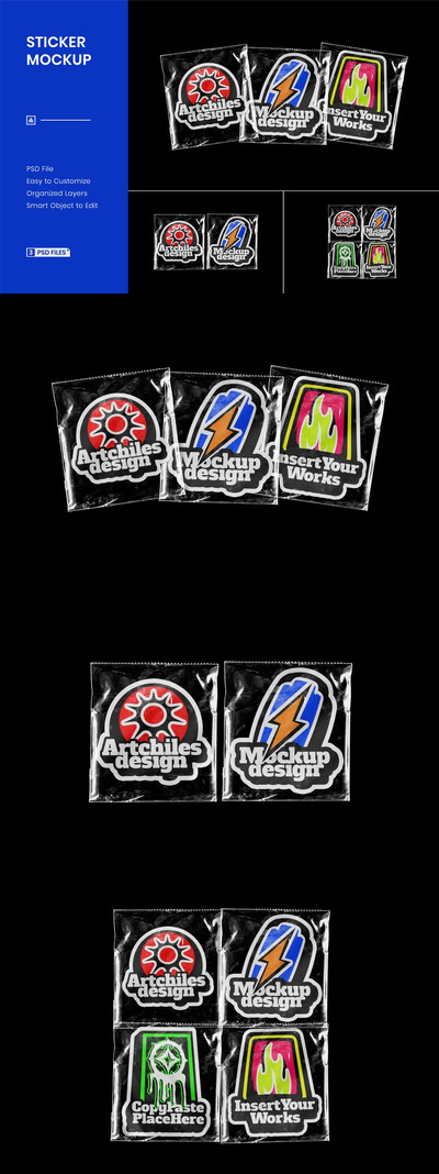 贴纸样机 (PSD,JPG)