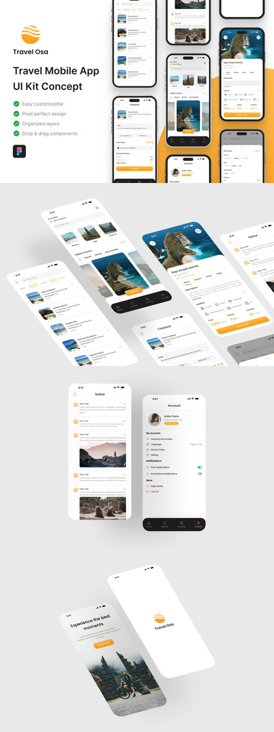 旅行OSA-旅行移动应用程序UI套件APP UI KIT (FIG)