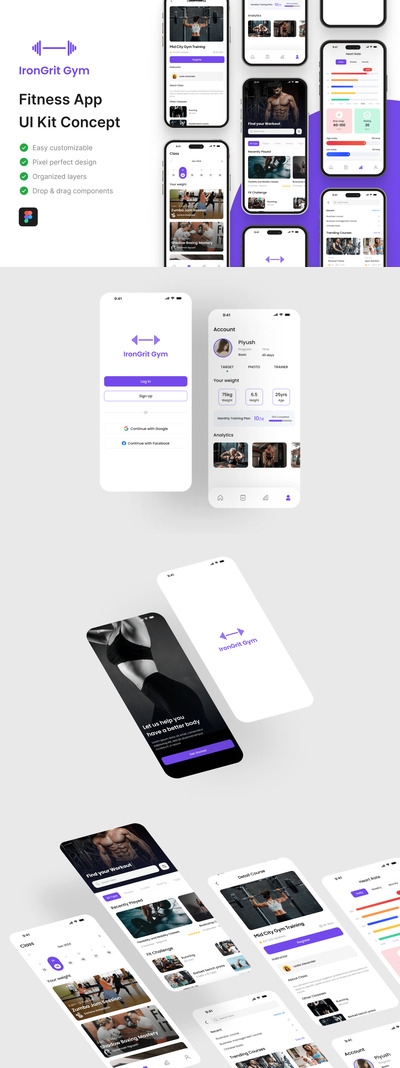 健身应用APP UI KIT (FIG)