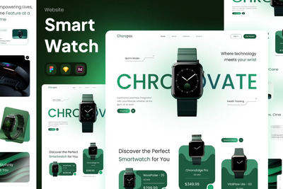 智能手表着陆页 (FIG,SKETCH,XD)