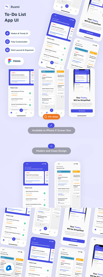 待办事项列表应用APP UI KIT (FIG)