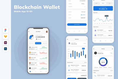 区块链钱包移动应用APP UI KIT (SKETCH,FIG,XD,PSD)