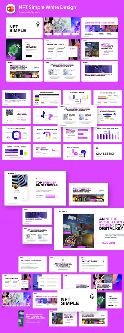 极简主义风格NFT介绍的PPT模板 (PPTX)
