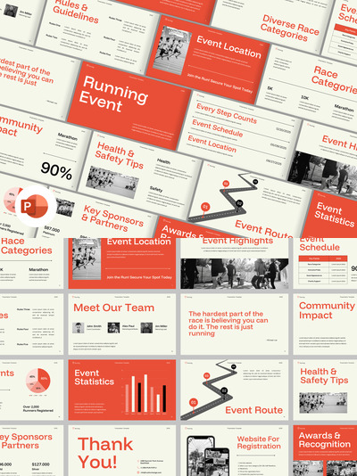 跑步运动记录PPT模板 (PPTX)