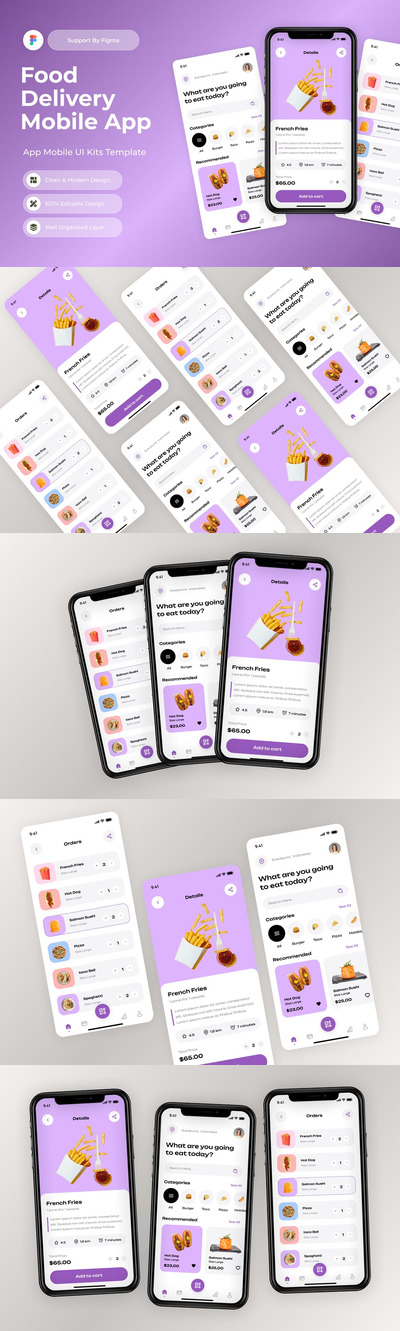 食品交付物流快递移动应用 APP UI KIT (FIG)