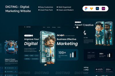 挖掘 - 数字营销网站 (FIG,PSD,SKETCH,XD)
