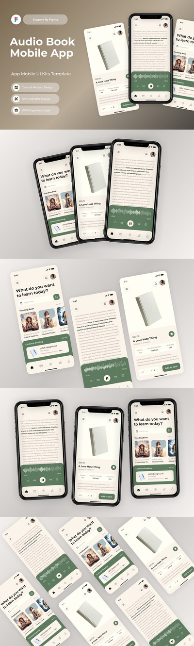 音频书籍移动应用 APP UI KIT (FIG)