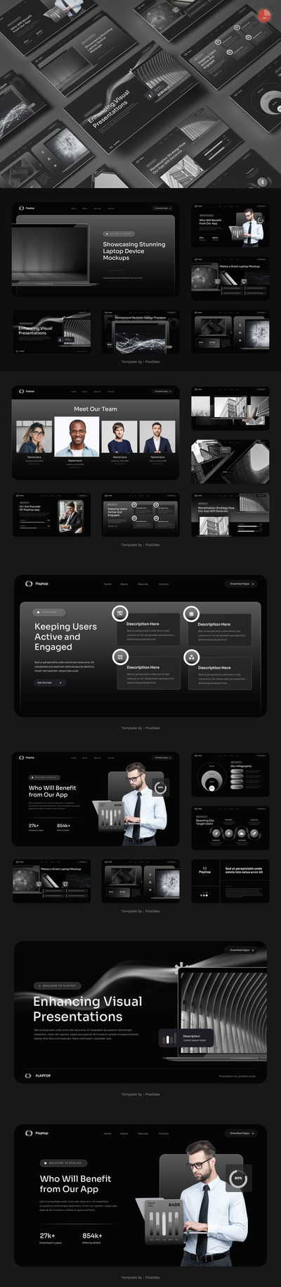 笔记本设备模型样机PPT模板 (PPT,PPTX)