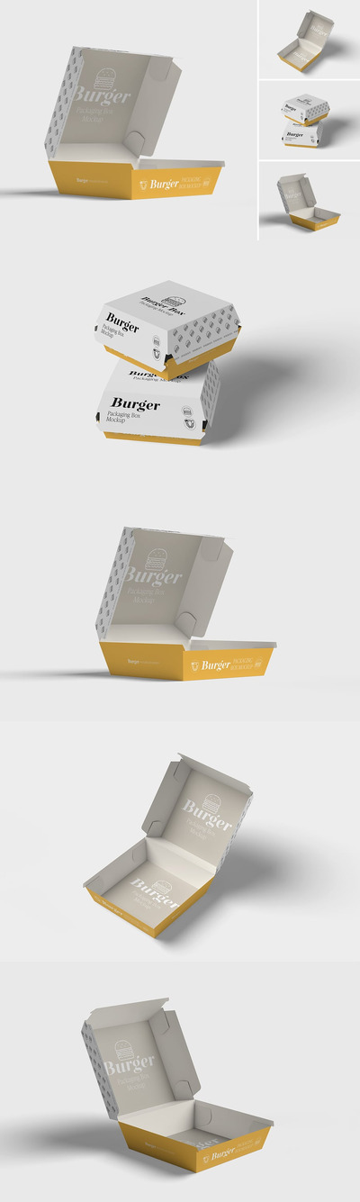 汉堡包装盒样机 (PSD,PDF)